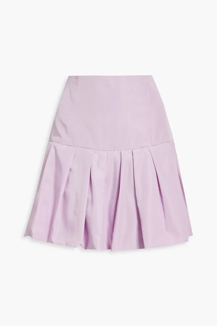 Pleated taffeta mini skirt
