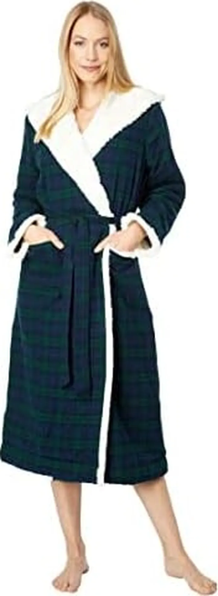 L.L.Bean Scotch Plaid Flannel Sherpa Lined Long Robe (Black Watch) Women's Robe
