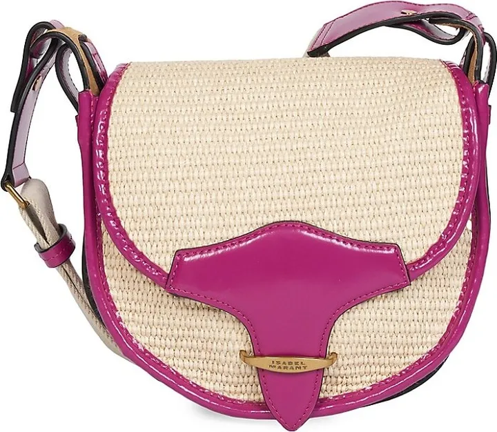 Botsy Raffia & Patent Leather Shoulder Bag