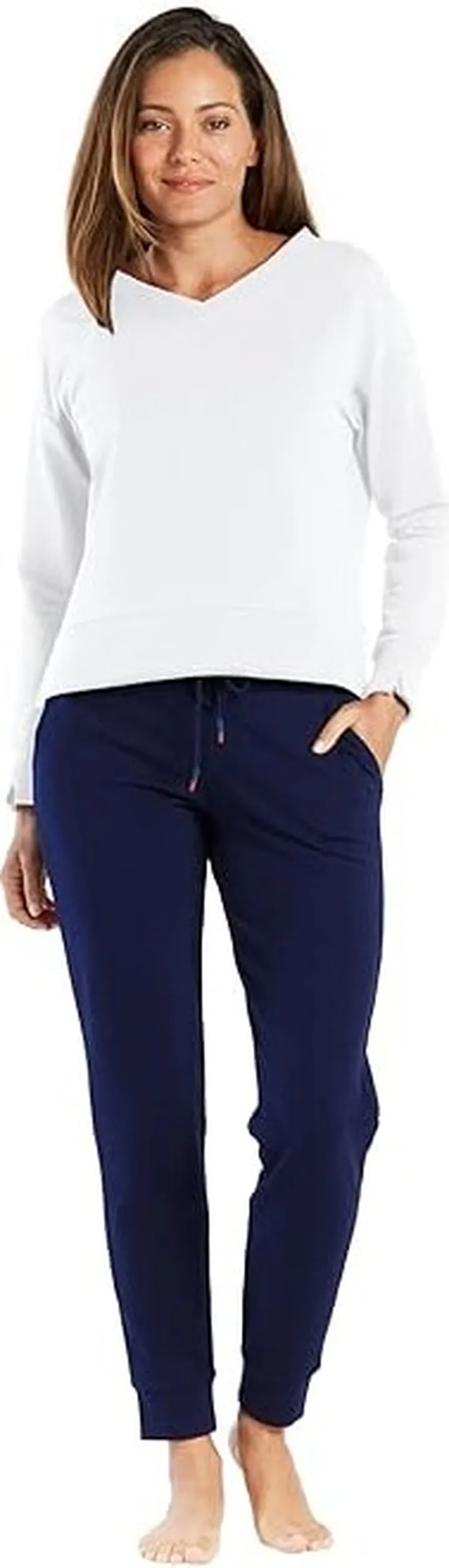 Helen Jon V-Neck Pullover (White) Women's Sweatshirt