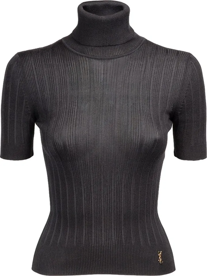 Silk knit turtleneck t-shirt