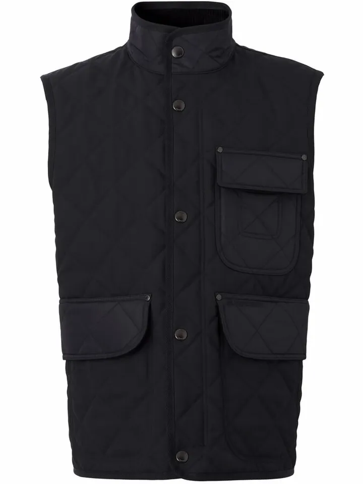 diamond-quilted Vintage Check lined gilet