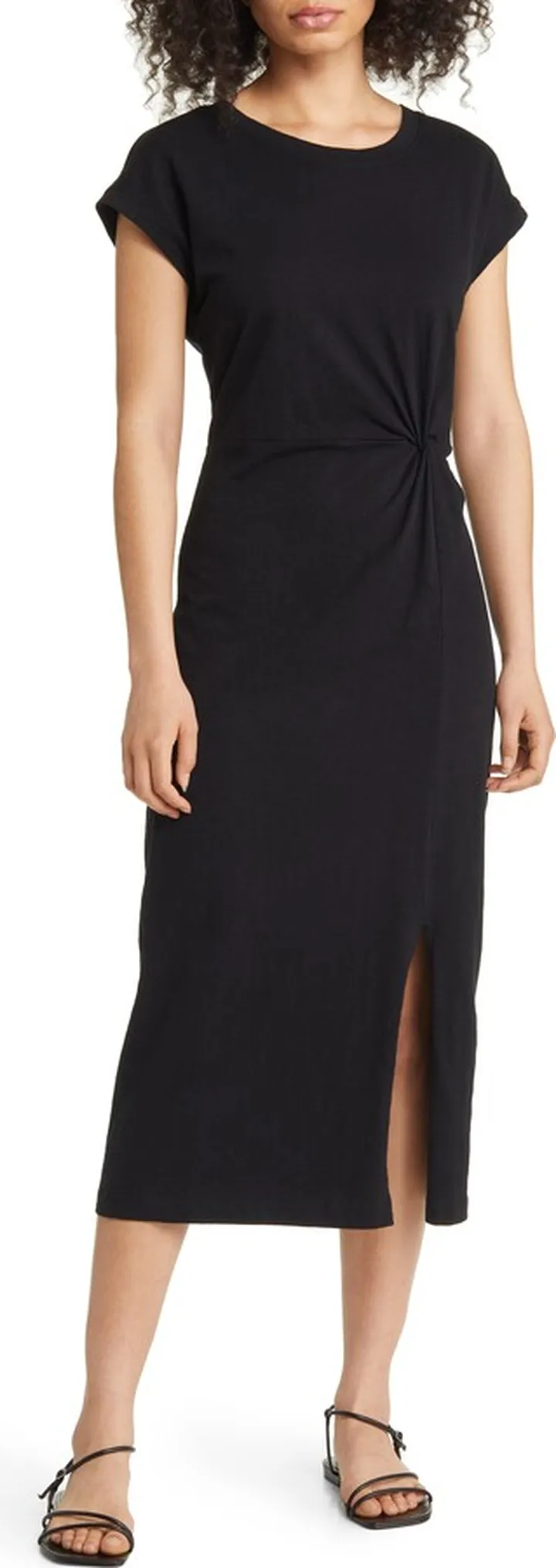 Twist Waist Organic Cotton Midi T-Shirt Dress