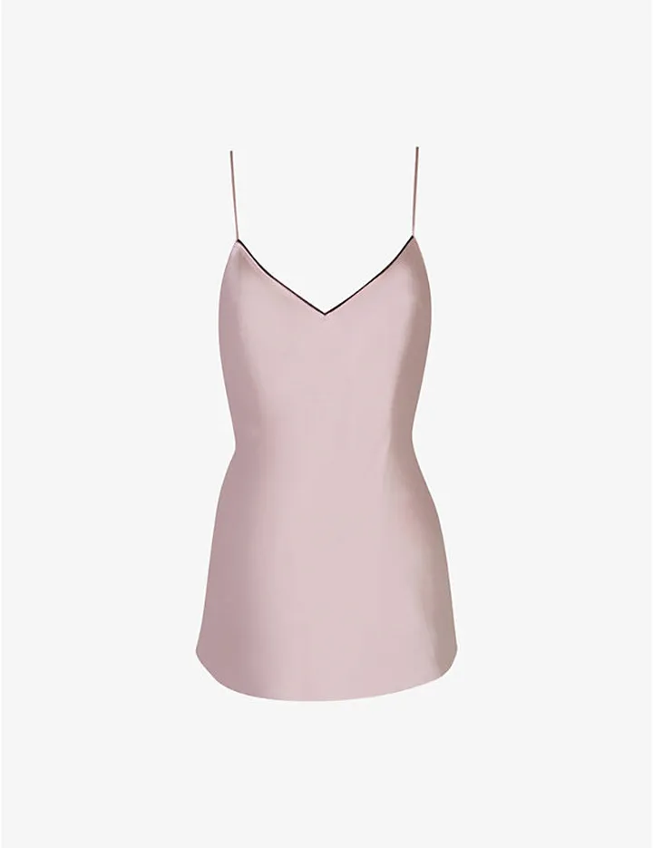 Womens Pink Classic Silk-satin Camisole Pyjama top Xxl