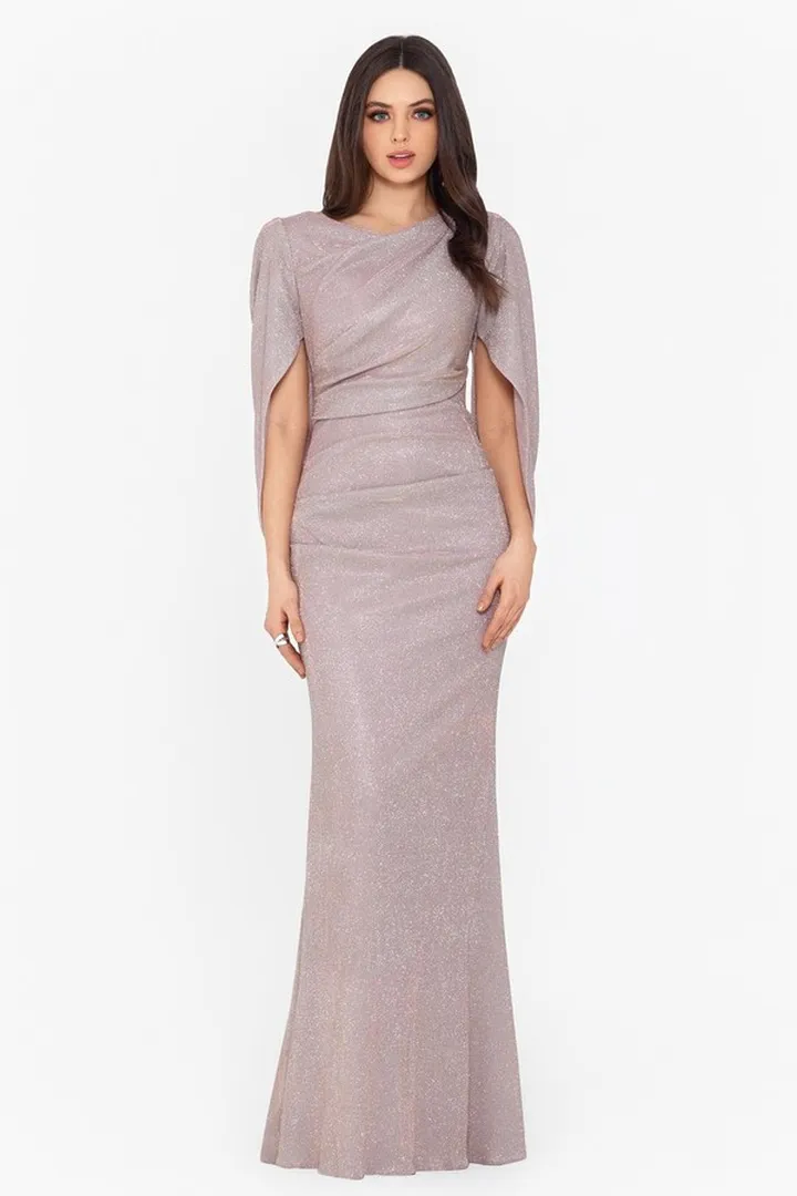 Glitter Knit Drape Back Gown