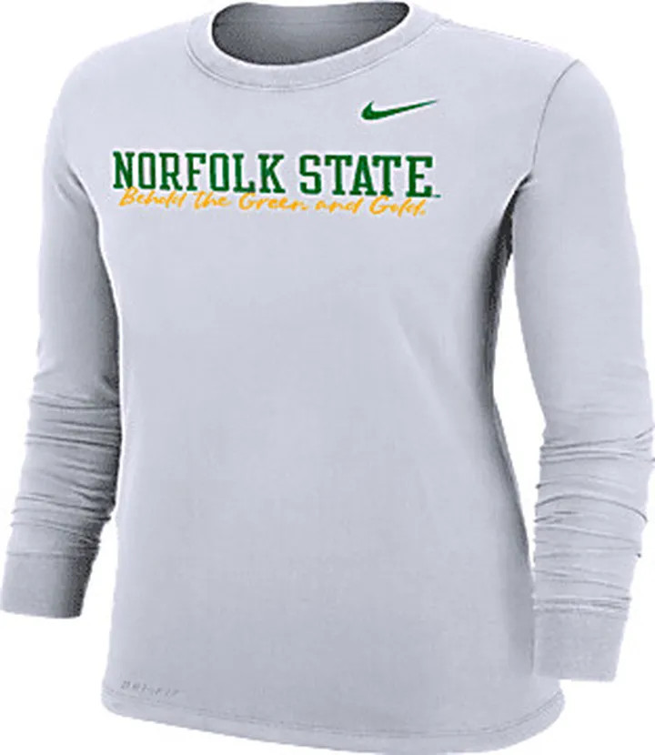 Nike Women's College Dri-FIT 365 Norfolk State Long-Sleeve T-Shirt in White