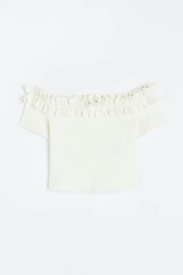 Ruffle-trimmed Off-the-shoulder Top