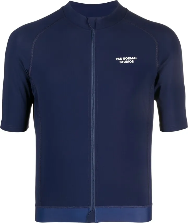 logo-print zip-up T-shirt
