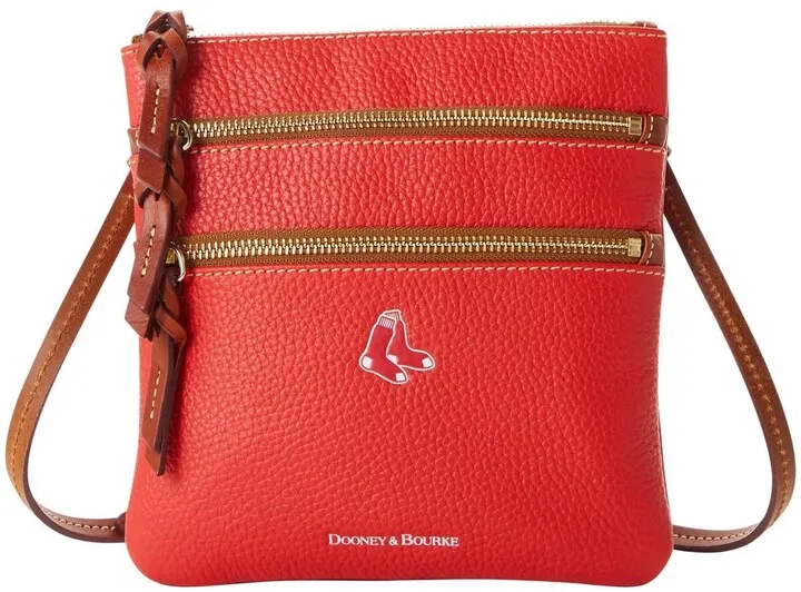 Women's Dooney & Bourke Boston Red Sox Pebble Triple-Zip Core Crossbody Purse