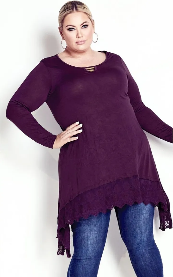 EVANS | Women's Plus Size Rosey Crush Tunic - plum - 16W