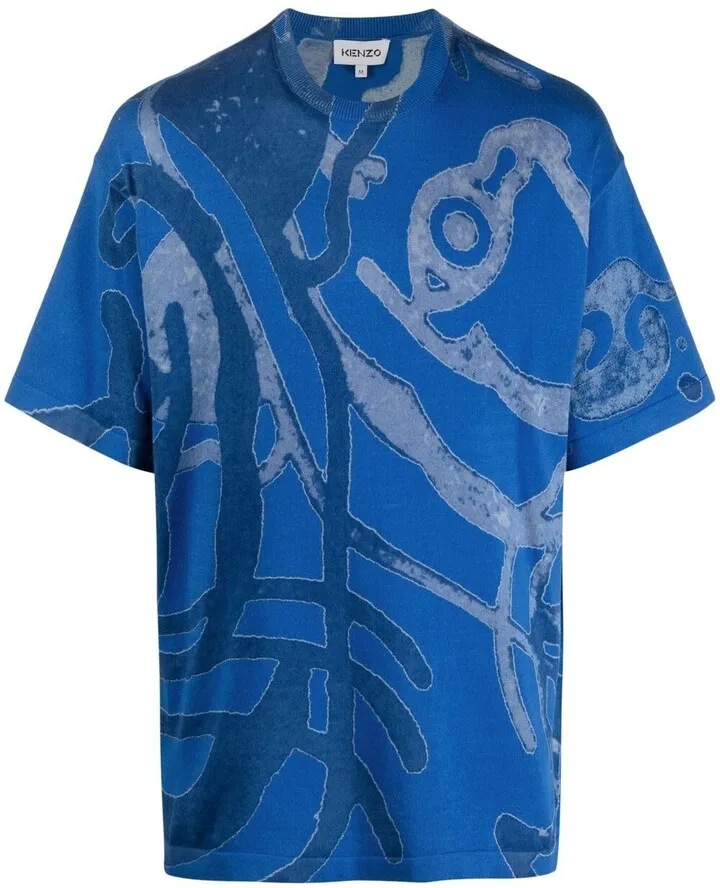 abstract-print cotton T-shirt