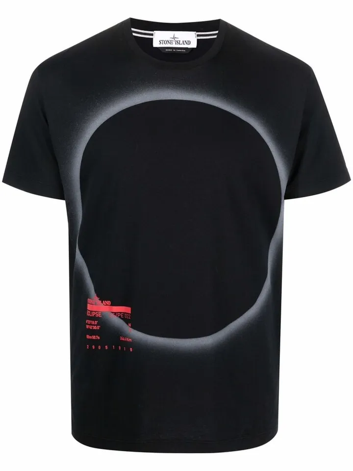 eclipse-print cotton T-shirt