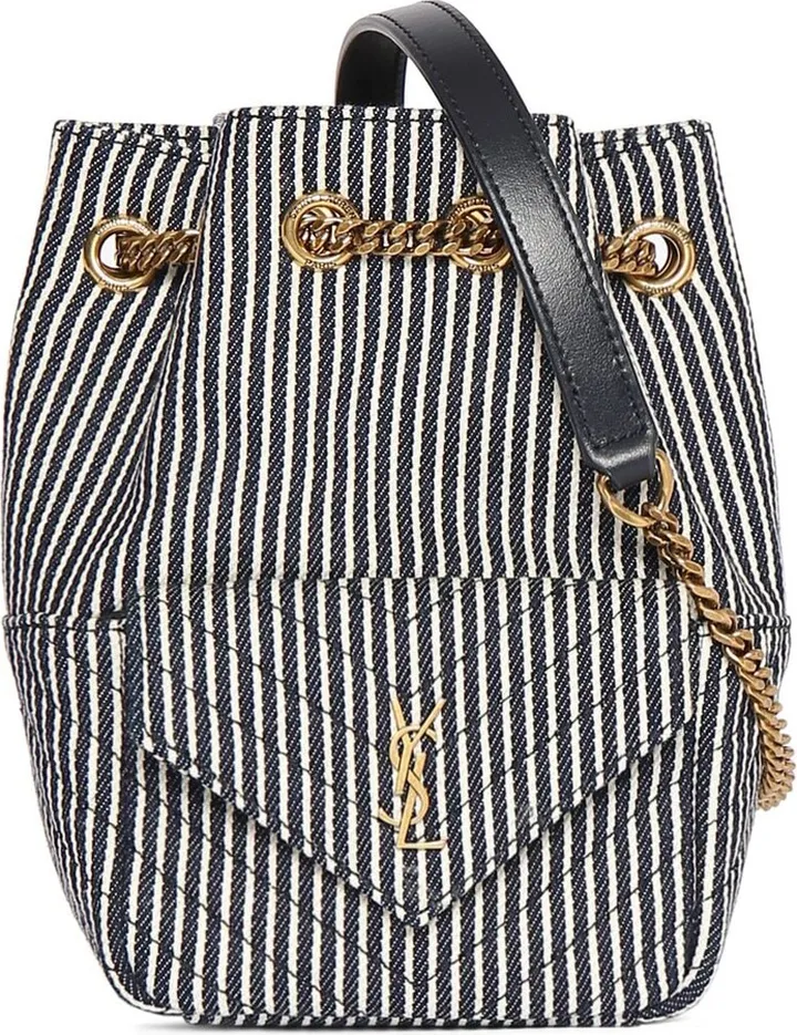 Mini Joe leather & cotton bucket bag