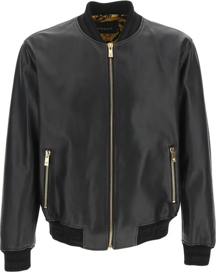 Versace Crewneck Zip-Up Bomber Jacket