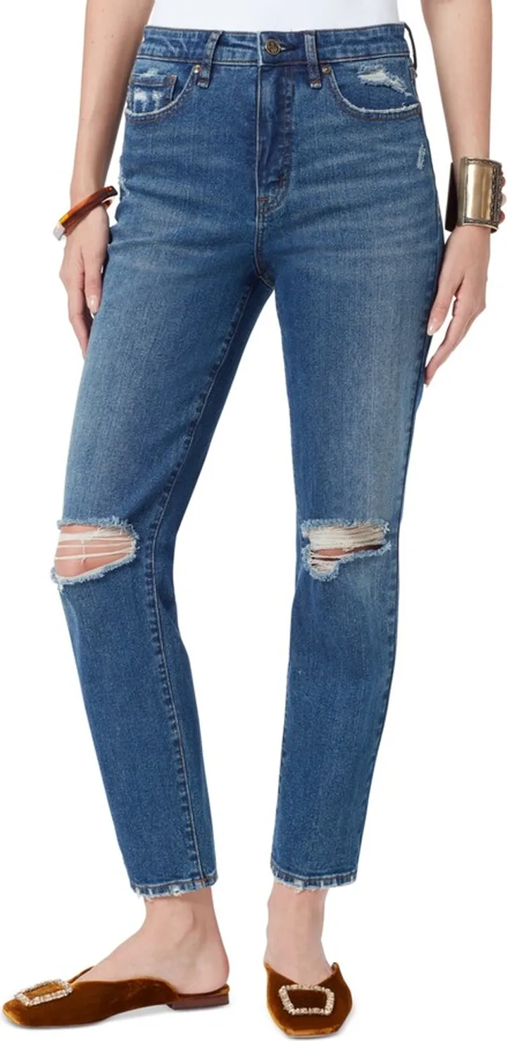 Sam Edelman High Rise Distressed Straight Leg Jeans