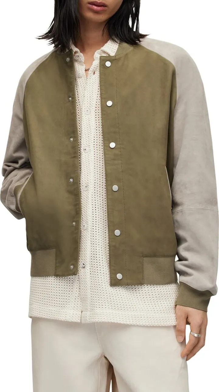 Mist Leather Bomber Jacket