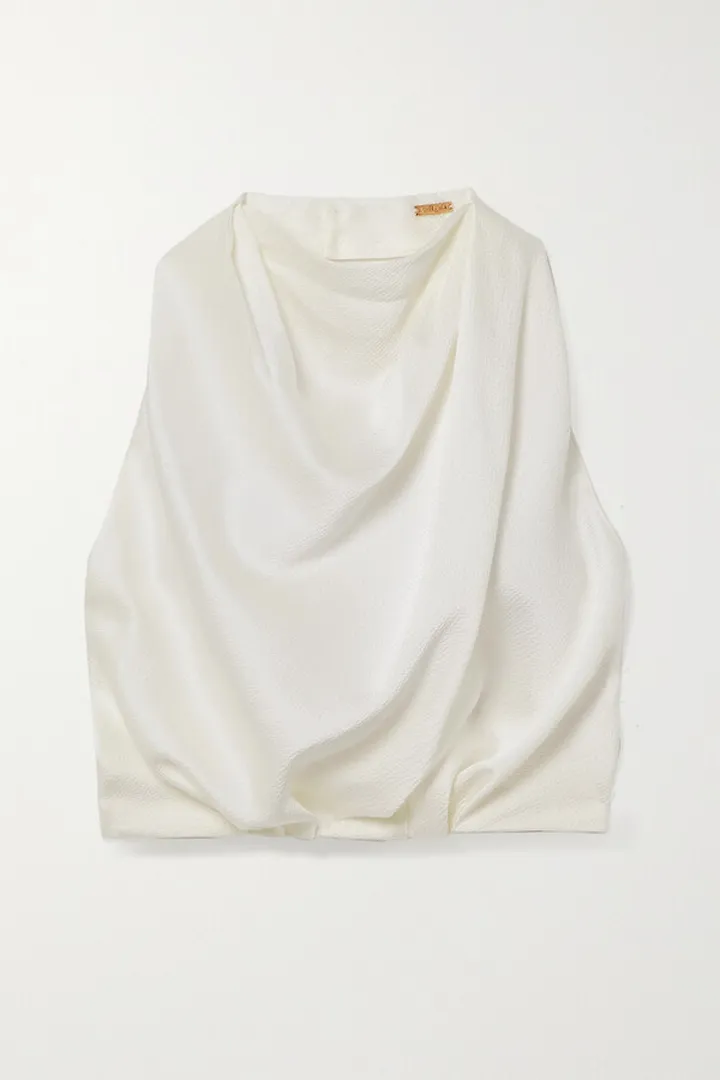 Cult Gaia - Adrienne Draped Hammered-satin Halterneck Top - White