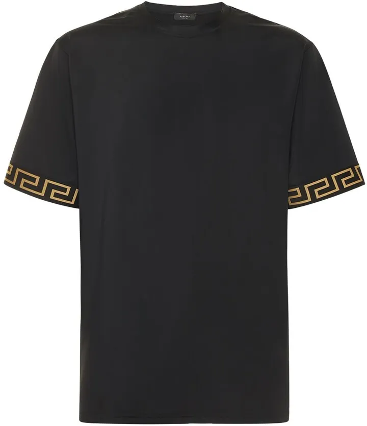 Greca & Logo stretch tech t-shirt