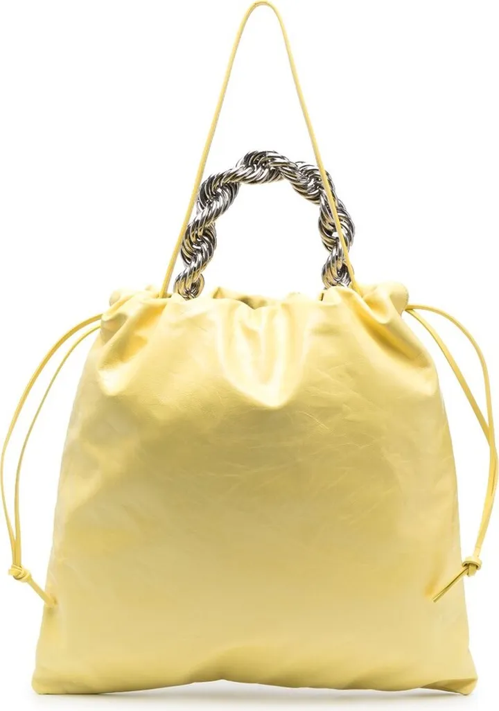 Metallic Top-Handle Leather Tote Bag