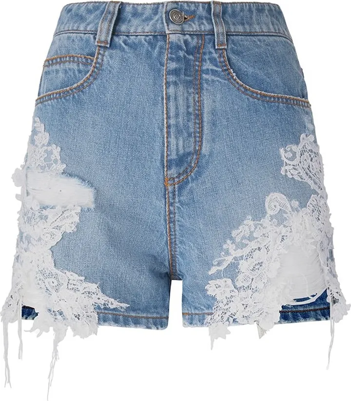 Blue Jeans Shorts With Lace