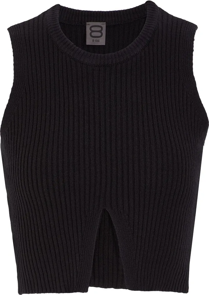 Knit Cropped Top Sweater Black