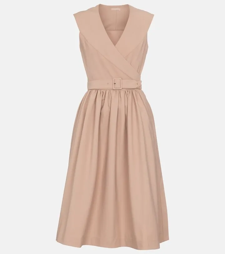 Belted cotton midi dress