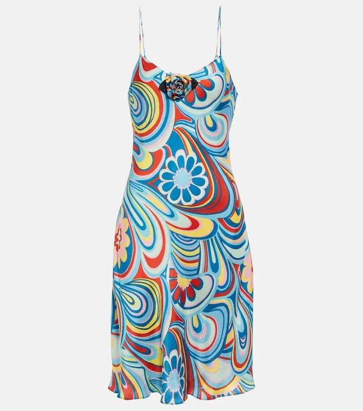 Printed satin slip dress
