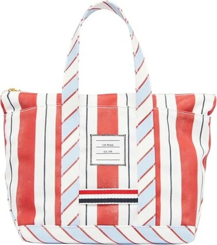 Striped canvas tote bag