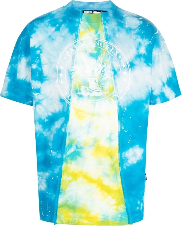 tie dye-print cotton T-shirt