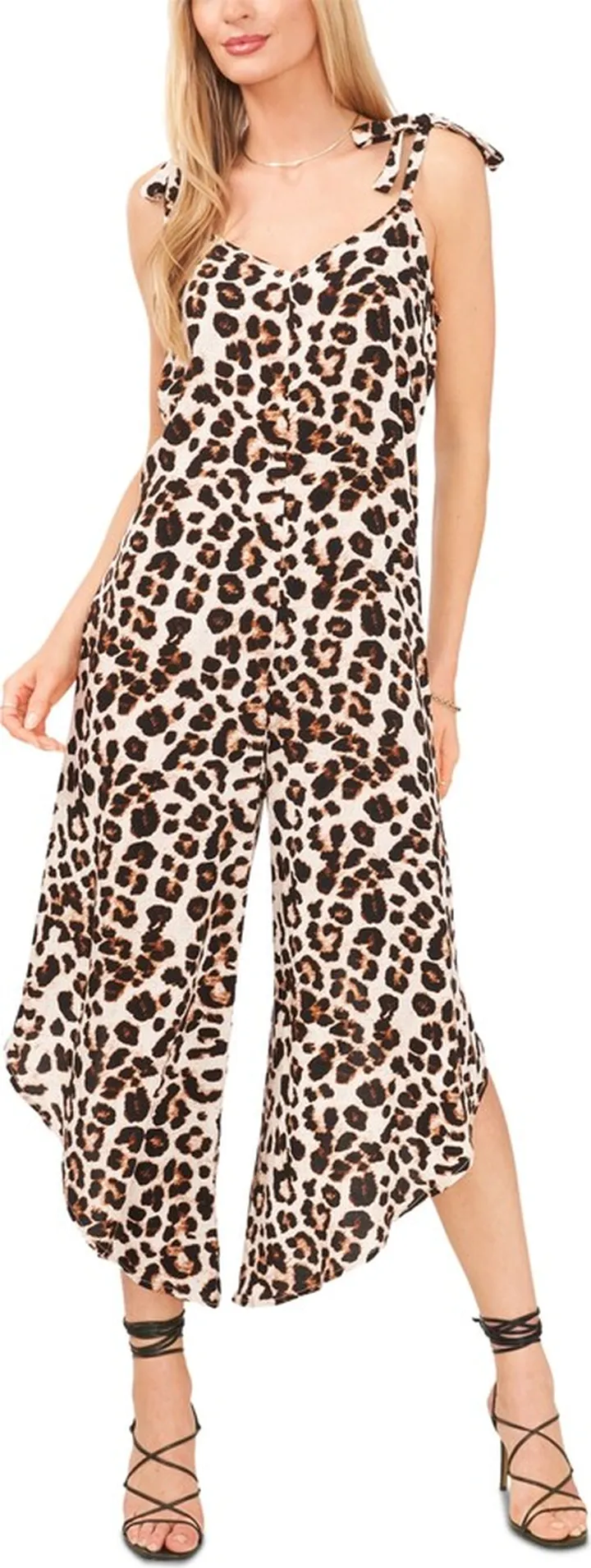 Vince Camuto Women's Animal-Print Sleeveless Cropped Jumpsuit