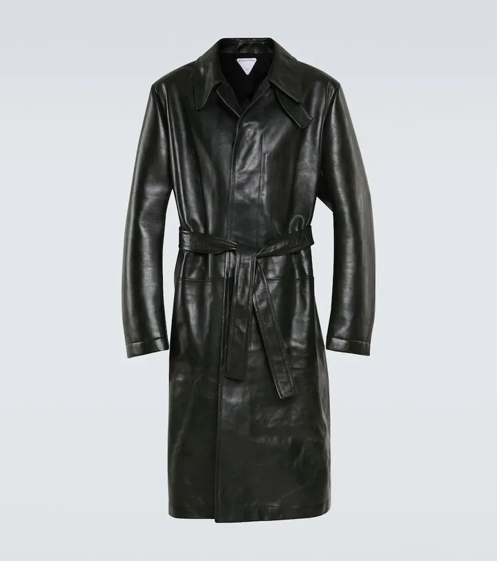 Leather trench coat