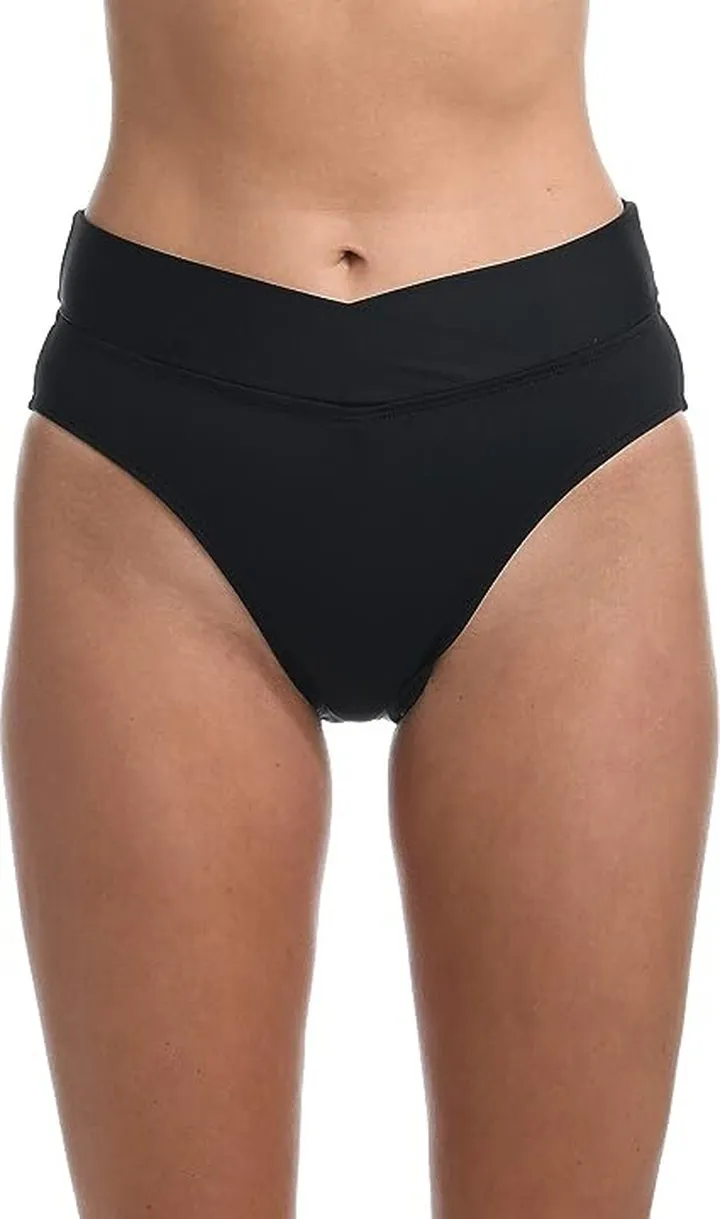 La Blanca Island Goddess Crossover High-Waist Bottoms (Black) Women's Swimwear