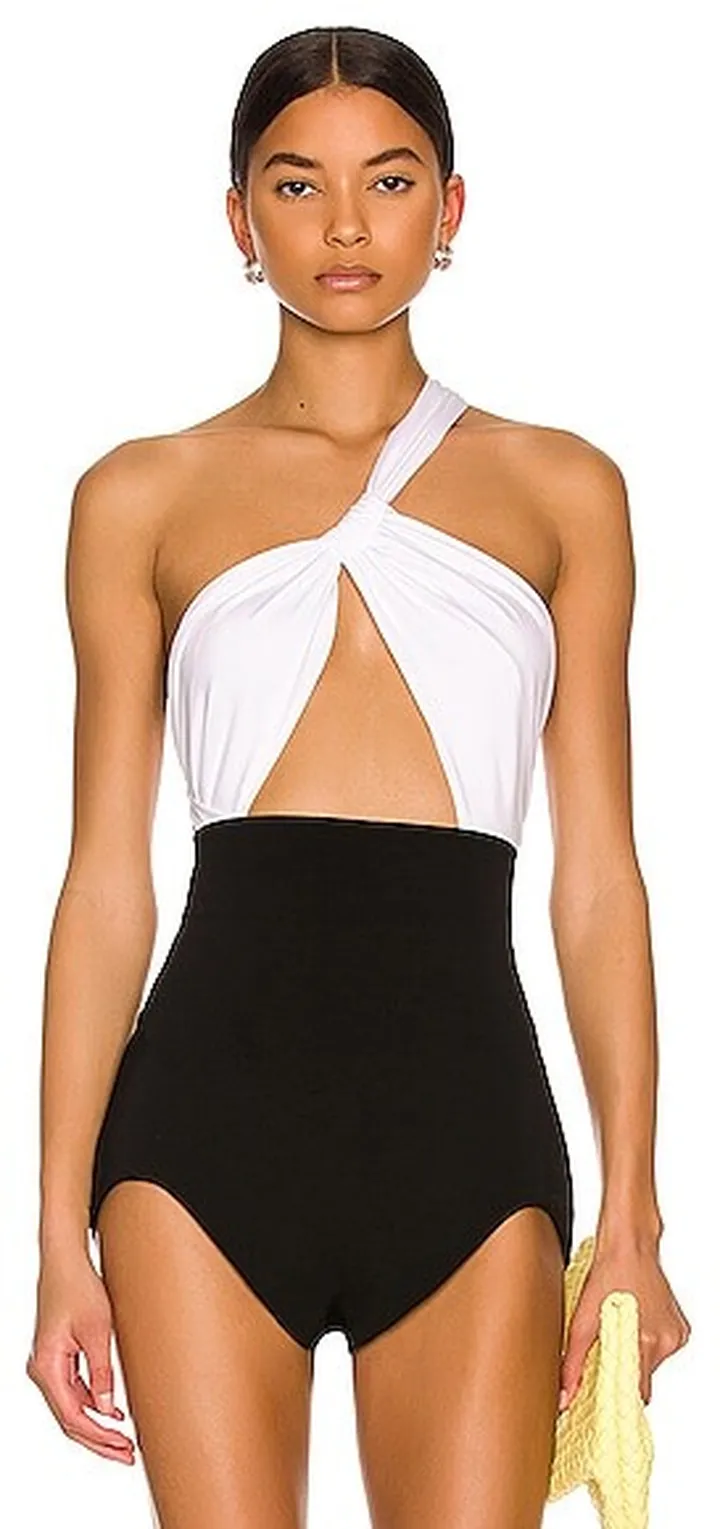 MONOT One Shoulder Cutout Bodysuit in White