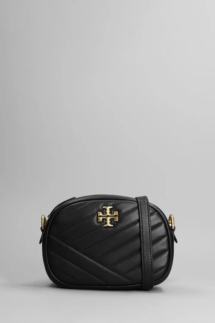 Kira Chevron Shoulder Bag In Black Leather