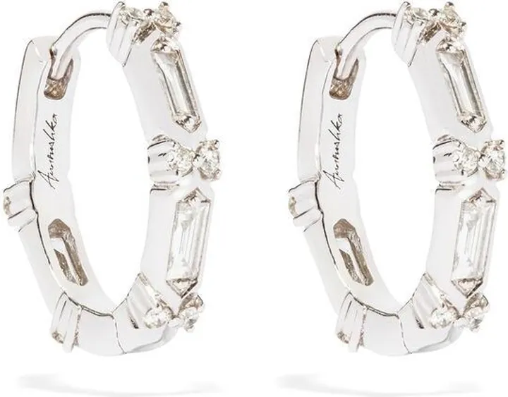 18kt White Gold Diamond Hoop Earrings
