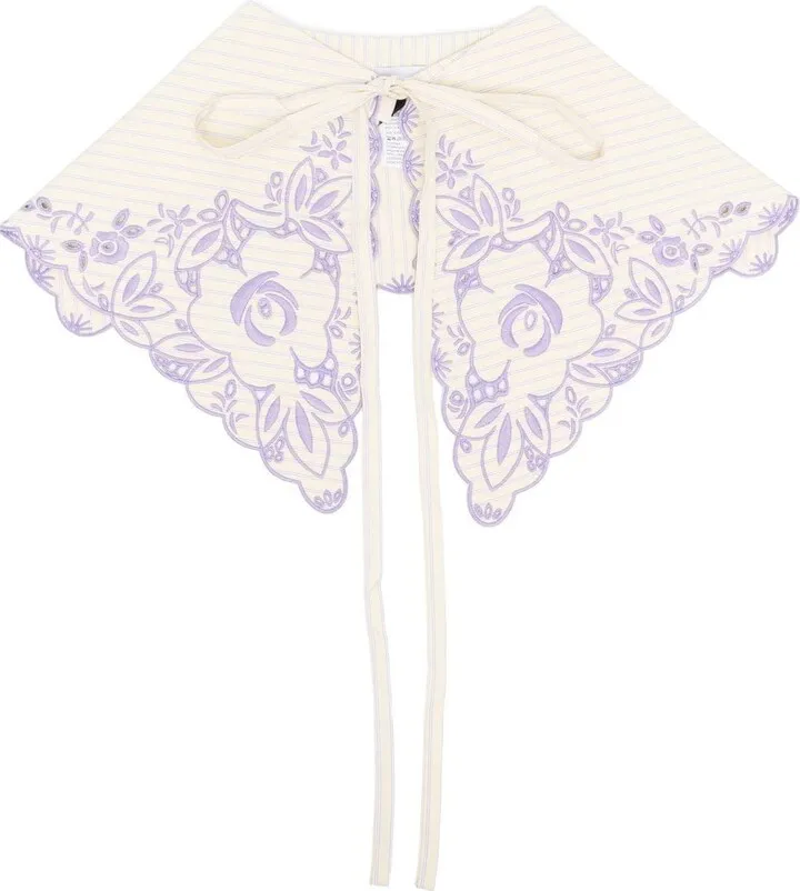 Floral-Embroidered Organic-Cotton Collar