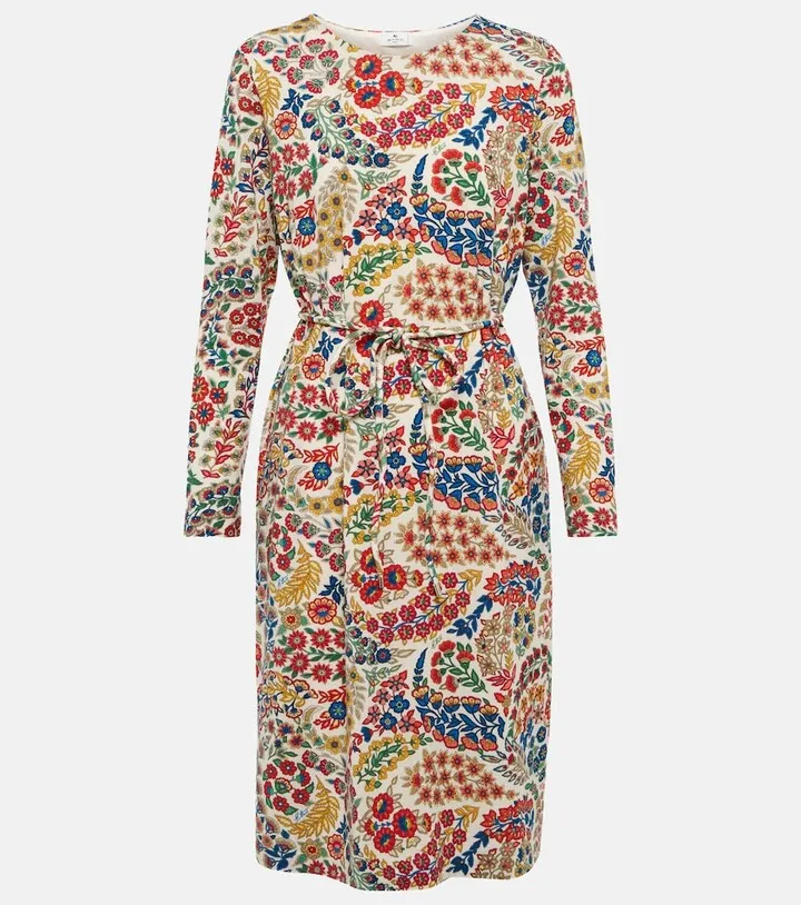 Floral wool-blend dress
