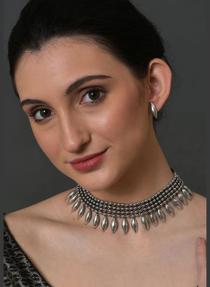 Silver Plated Designer Necklace Set