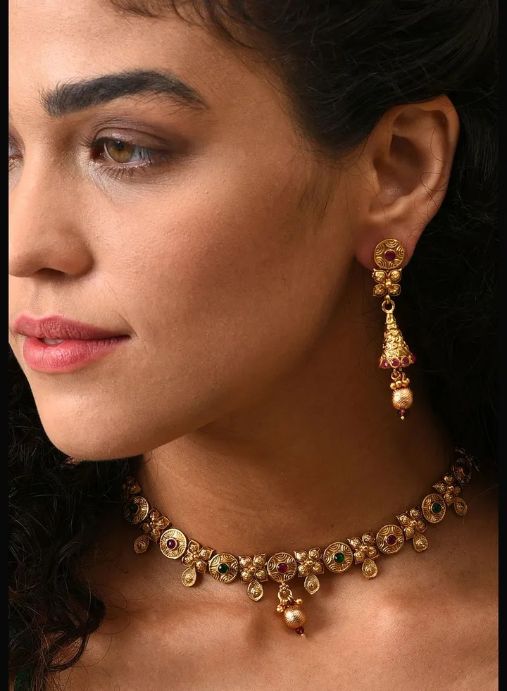 Gold Plated Designer Stone Necklace Set