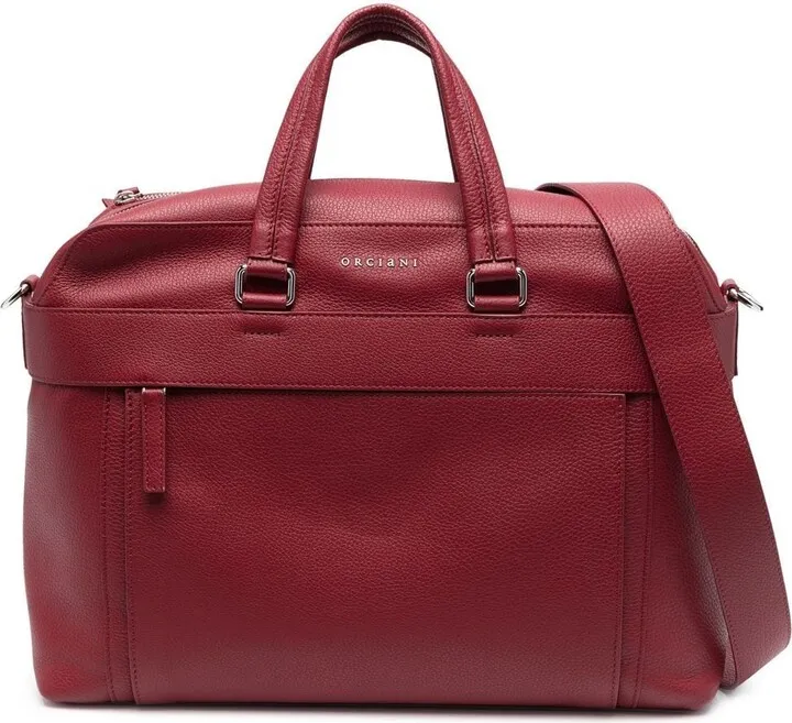 Logo-Lettering Leather Briefcase