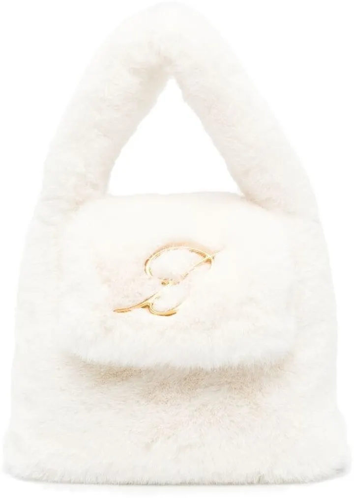 Logo-Plaque Faux Fur Tote Bag