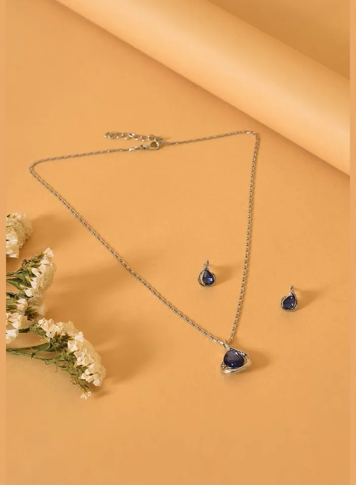 Pack of 3 Silver Plated American Diamond Necklace and Earring Set