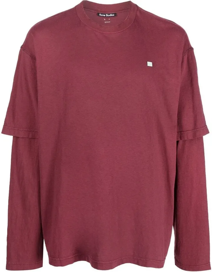 face-patch layered long-sleeved T-shirt