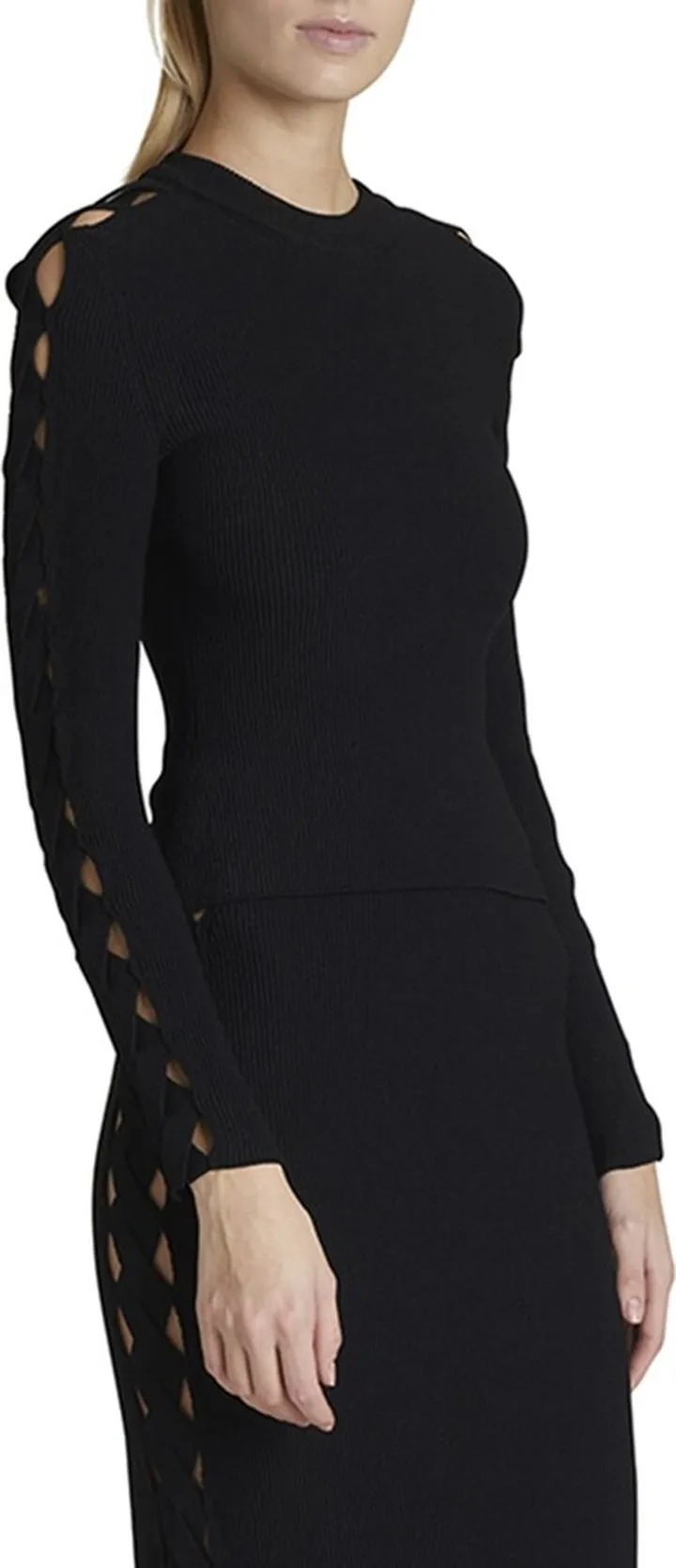 Ribbed Open-Knit Paneled Top