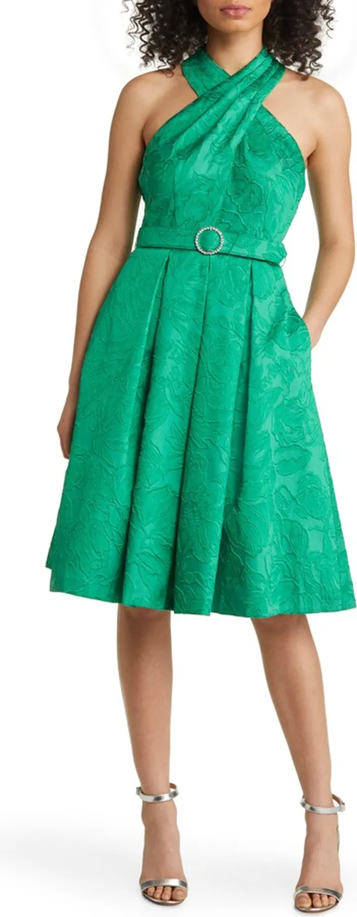 Halter Neck Jacquard Cocktail Dress