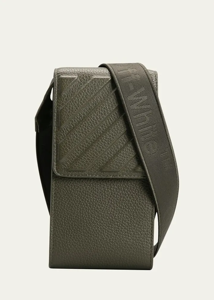 Men's Binder Diagonal Leather Phone Holder with Strap