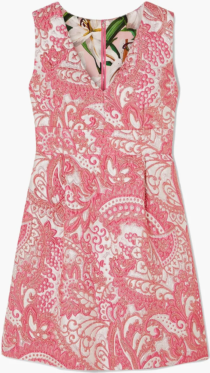 Metallic brocade mini dress