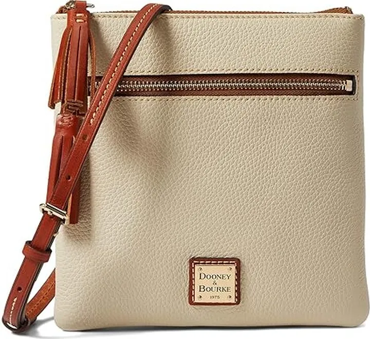 Dooney & Bourke Pebble Double Zip Tassel Crossbody (Bone) Handbags