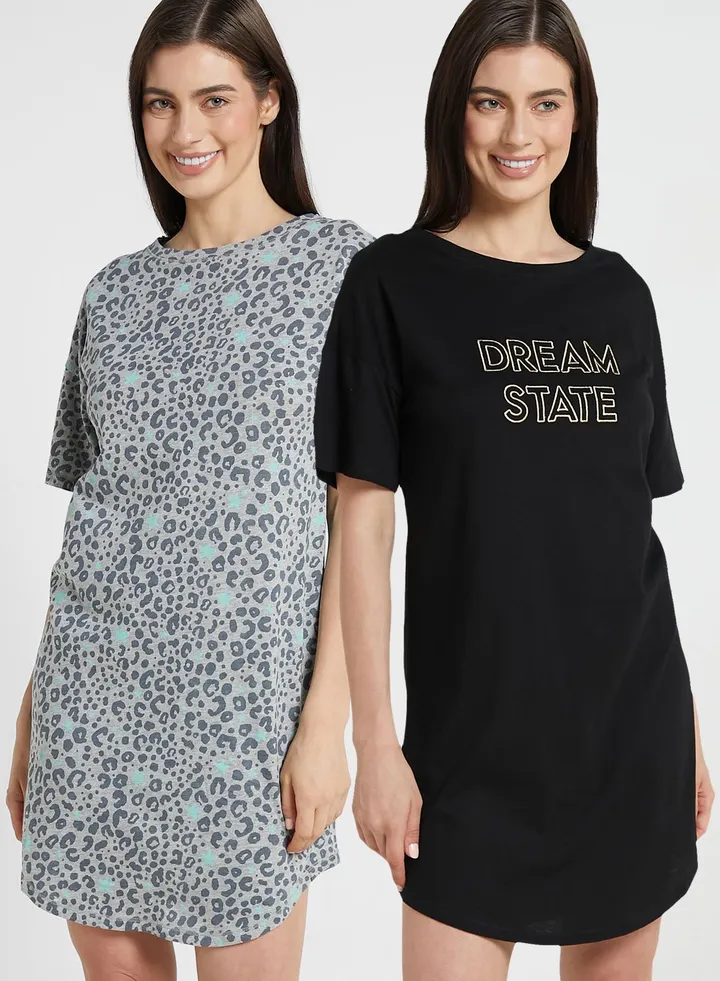 2 Pack Cotton Rich Printed Nightdress