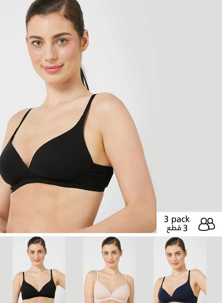 3 Pack Non Wired Plunge T-Shirt Bras